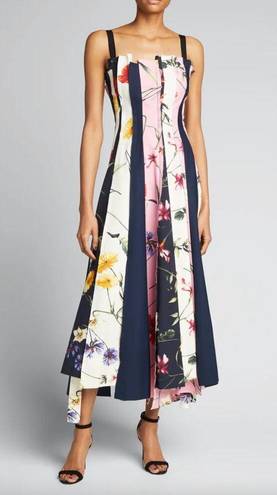 Oscar de la Renta  Mixed Floral Print Poplin Sleeveless Midi Dress NWT Size 6