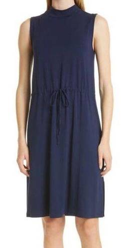 Eileen Fisher . Mock Neck Tie Waist Sleeveless Dress.