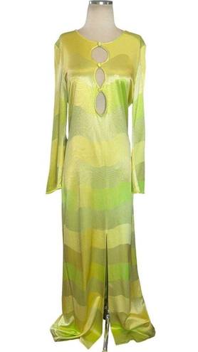 Alexis  Serena Dress in Lime Waves XSmall New Womens Long Maxi Gown