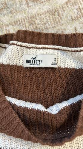 Hollister Brown And White Striped Sweater