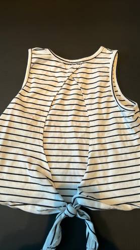 Poof Beautiful black And White Striped Tank With Open Back 