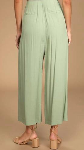 Lulus NWT  Stroll On Over Sage Green Button-Front Wide Leg Pants