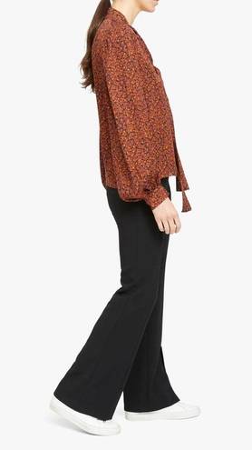 Theory  Blouson Sleeve Scarf Neck Silk Blouse in Rust Multi Color | S