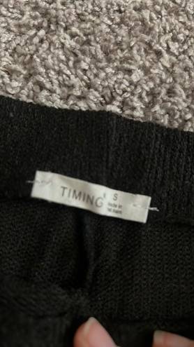 Timing Black Lettuce Hem Knit Pants