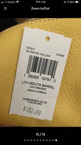 Coach Silver/Retro Yellow Nolita Barrel Bag Pebble Leather #CP 474