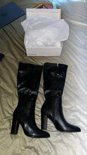 Black Leather High Knee Boots Size 7