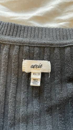 Aerie Cropped Grey Button up Sweater