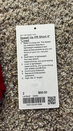 Lululemon Speed Up Shorts 4”in Red