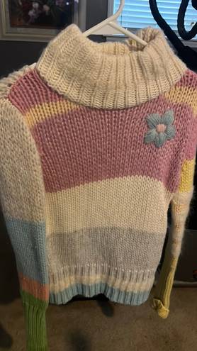 Anthropologie Moth striped colorblock turtleneck sweater