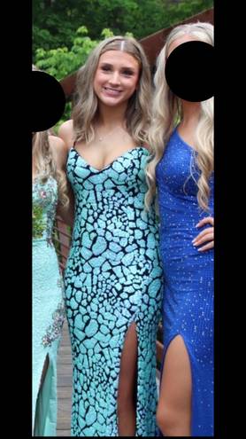 Jovani Prom Dress- Black And Teal Sparkly Dress:  JVN JVN05739 DRESS