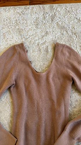 Abercrombie & Fitch  brown Scoop Neck Balloon Sleeve Sweater Bodysuit