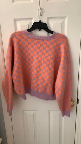 idem Ditto Purple And Orange Gingham Sweater