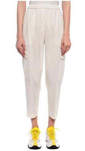 Theory Linen Cargo Pants Size M Cream White