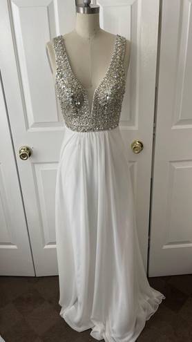 Faviana NWT  GLAMOUR S7500 White Prom Dress/Gown