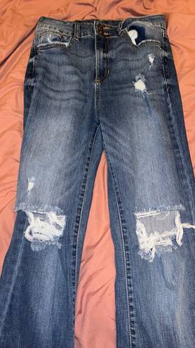 Sneak Peak High Wasted Flare Distressed Jeans