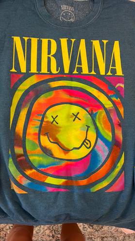 Urban Outfitters Nirvana Smile Overdyed Crew Neck Sweatshirt