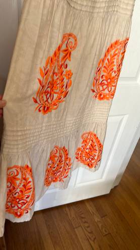 Anthropologie Tiered Cotton Maxi With Embroidery Size XS