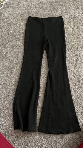 Timing Black Lettuce Hem Knit Pants