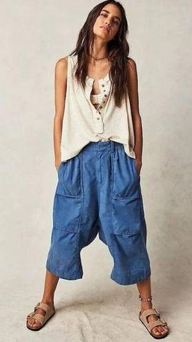 Free People NEW  Marbella Crop Oversized Slouchy Harem Blue Pants