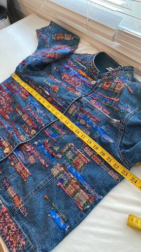 Chico's Chico’s denim shacket patchwork look button down long sleeve 100% cotton Sz 3 XL