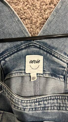 Aerie Wide Leg Denim Overalls