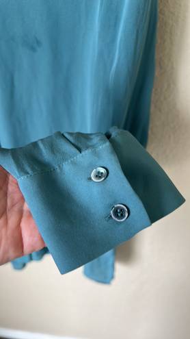 Vince Teal Silk Button Blouse