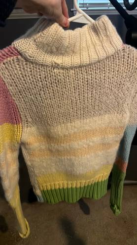 Anthropologie Moth striped colorblock turtleneck sweater