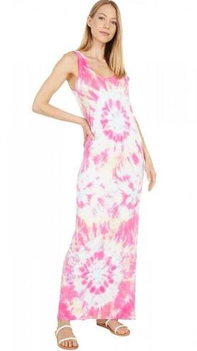 Young Fabulous and Broke  Tulla Column Dress in Pink Anemone Wash Tie Dye Womens M