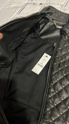 White House | Black Market Petite Stud-Detail Leather Jacket Sz XXS