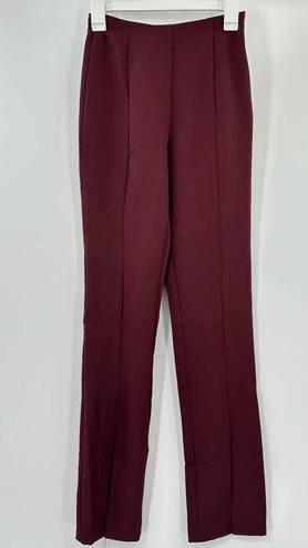 Lulus  Minding My Business High Rise Split Hem Pants Womens Sz XS Burgundy Red