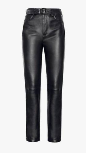 ANINE BING 💕💕 Connor Pant ~ 100% Leather Belted Straight Leg Black Small S NWT