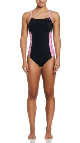 Nike  Laser Stripe Crossback One Piece Swimsuit