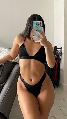 Naked Wardrobe Black High Waist Bikini Set