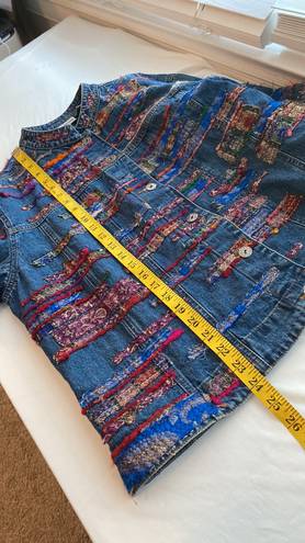 Chico's Chico’s denim shacket patchwork look button down long sleeve 100% cotton Sz 3 XL