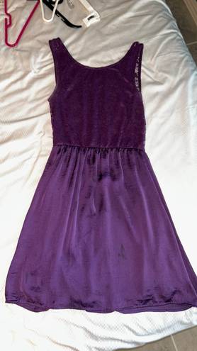 Honey Punch Purple Lace And Satin Dress