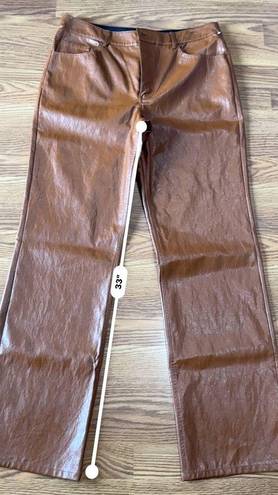 ALC Frank A.L.C. Women's Brown Freddie Faux Leather Bootcut Pants size 14