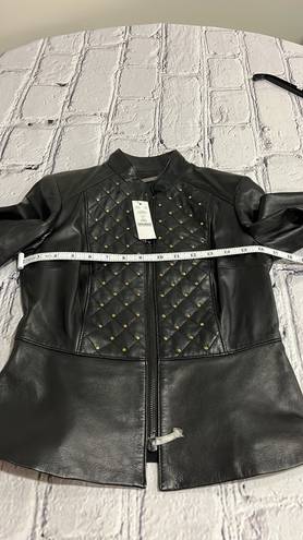 White House | Black Market Petite Stud-Detail Leather Jacket Sz XXS