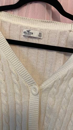 Hollister White Cropped Cardigan