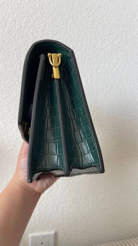 JW Pei Mini Flap Crossbody - Dark Green Croc