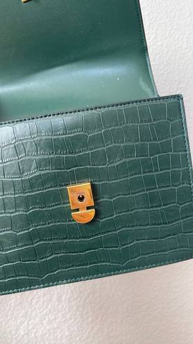 JW Pei Mini Flap Crossbody - Dark Green Croc