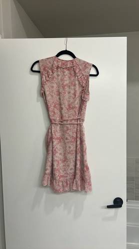 ALLSAINTS Priya Rose Pink Floral Ruffle Wrap Dress