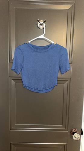 Lululemon Hold Tight Straight Hem Cropped T-Shirt Oasis Blue