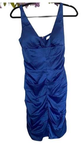 TCEC Blue Fitted Ruched Sheath Cocktail Dress