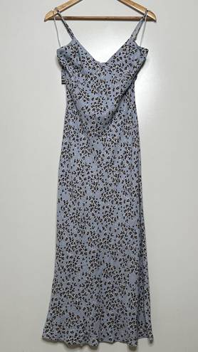 Lost + Wander NWT Blue Leopard Print Wild Thing Bias Midi Dress Size Small