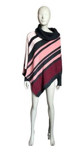 Dress Barn  Pink and Gray Striped Shawl Sweater