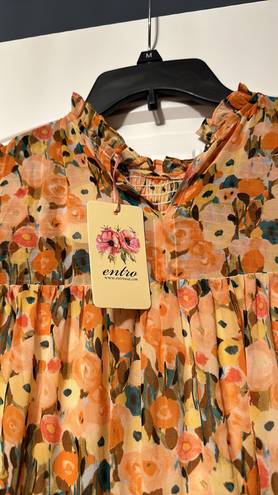 Entro mock neck tiered persimmon dress size small