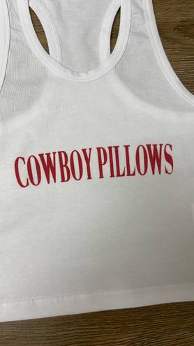 Cowboy Pillows Cropped Tank White Size L