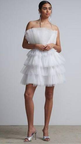 Krass&co NY &  White Tulle Ruffle Strapless Dress Size Small NEW