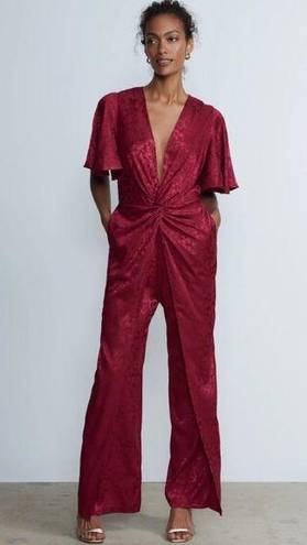 Krass&co NY& . | Front Twist Detail Jumpsuit in Satin Tea Berry Size Large NWT