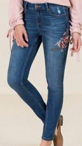 Harper  Flower Embroidered Skinny Jeans - Size 26